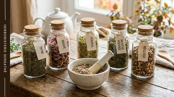Mélange de plantes laxatives avec thym contre la constipation - Herboristerie Sensathé